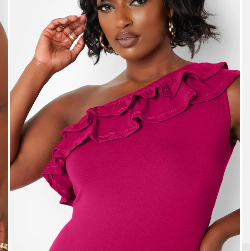 RUFFLE MIDI BODYCON DRESS - Picture 5 of 9